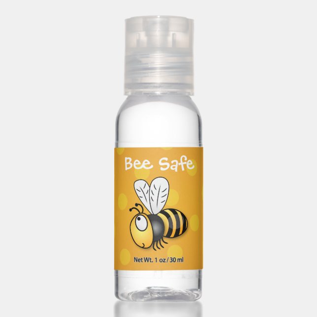 Cute bee cartoon illustration hand sanitizer (Front)