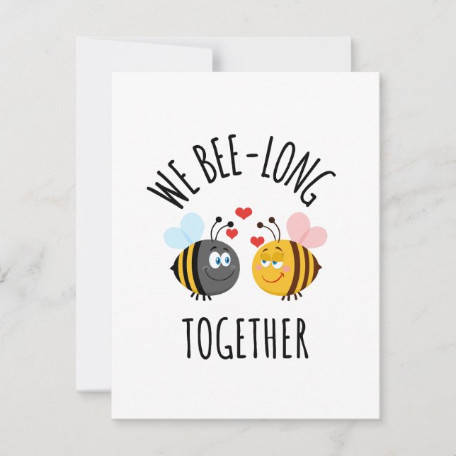 Cute Bee Cartoon Love Pun Engagement  Note Card (Front)