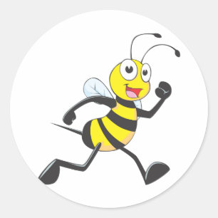 Cute Bee Cartoon Running Jogging Walking Shirt Classic Round Sticker