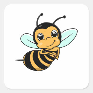 Cute Bee Cartoon Square Sticker