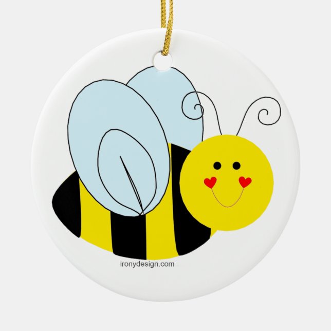 Cute Bee Ceramic Ornament (Front)