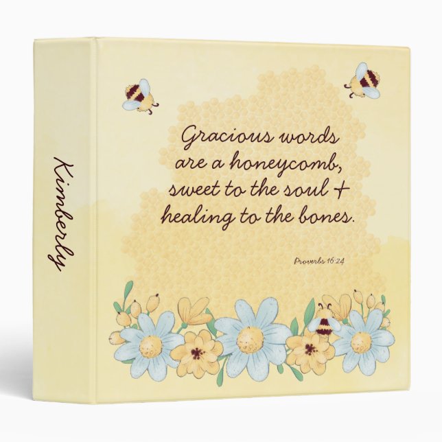 Cute Bee Christian Kindness 3 Ring Binder (Front/Spine)