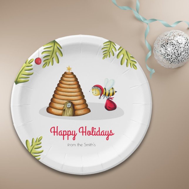 Cute Bee Christmas Paper Plates (Creator Uploaded)
