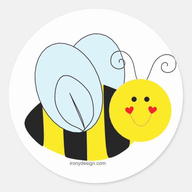 Cute Bee Classic Round Sticker (Front)