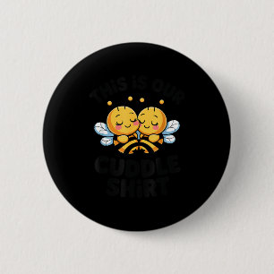Cute Bee Couple Cuddle Funny Romantic  Button