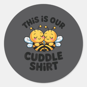 Cute Bee Couple Cuddle Funny Romantic Classic Round Sticker