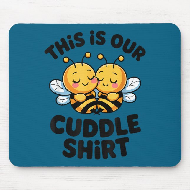 Cute Bee Couple Cuddle Funny Romantic  Mouse Pad (Front)