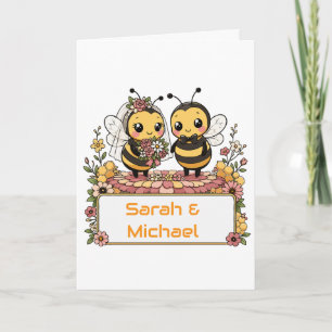 Cute Bee Couple Personalized Wedding Gift Card