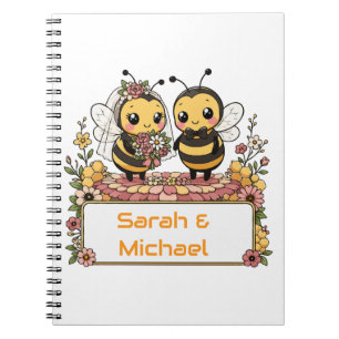 Cute Bee Couple Personalized Wedding Gift Notebook