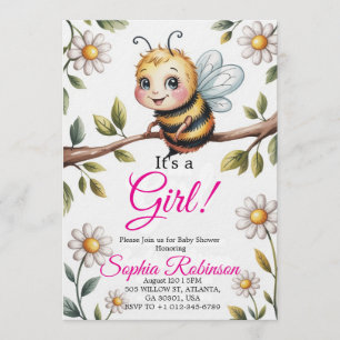 Cute Bee & Daisy Baby Shower Invitation