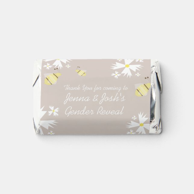 Cute Bee Daisy Floral Gender Reveal Earthy Tones   Hershey's Miniatures (Front)