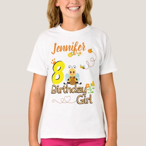 Cute Bee Day Birthday Girl Bumblebee Custom T_Shirt