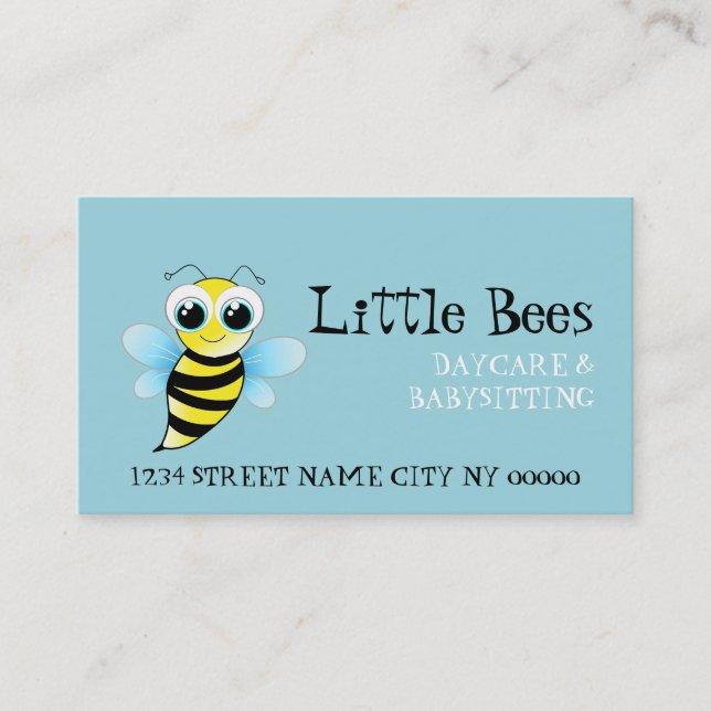 Cute Bee Daycare & Babysitting Service Business Card (Front)