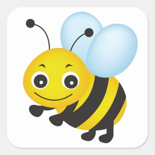 Cute bee design square sticker