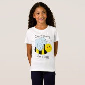 Cute Bee Don't Worry Bee Happy Gray T-Shirt (Front Full)