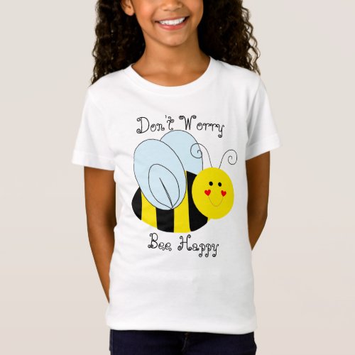 Cute Bee Dont Worry Bee Happy Gray T_Shirt