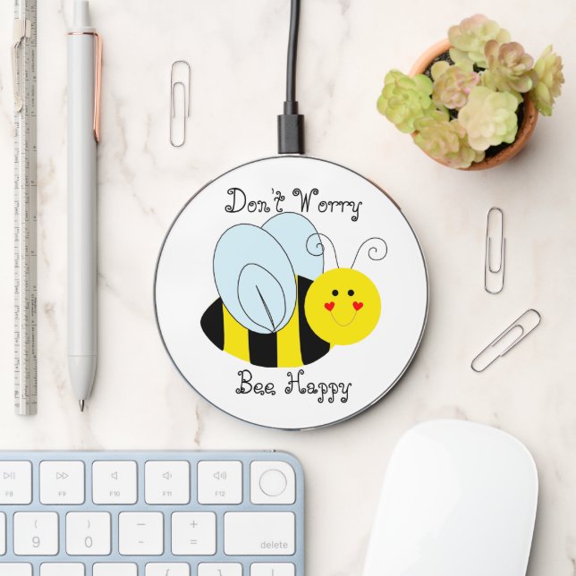 Cute Bee Don't Worry Bee Happy Wireless Charger (Desk)