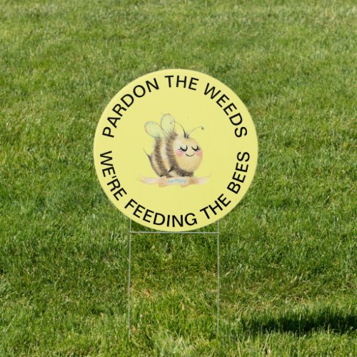 Cute Bee Feeding Yard Sign