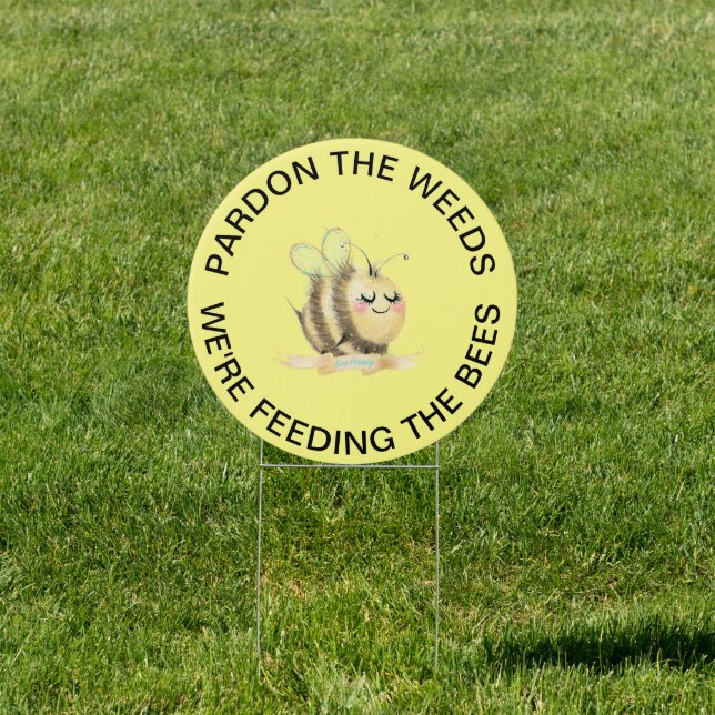 Cute Bee Feeding Yard Sign (Insitu)