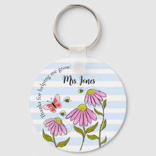 Cute Bee & Flower Teacher Key Ring “Teaching is