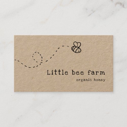 cute bee flying rustic kraft honey business card