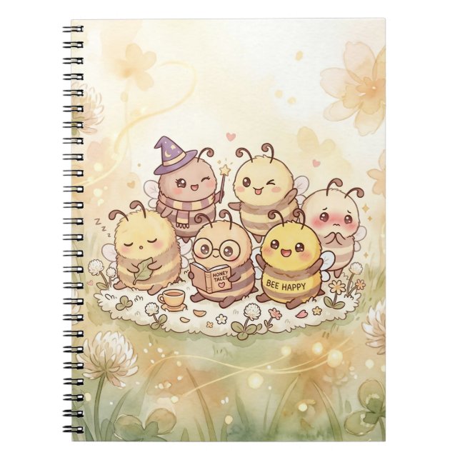 Cute Bee Friends Spiral Notebook (Front)