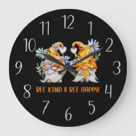 cute bee gnome insect lovers word art large clock