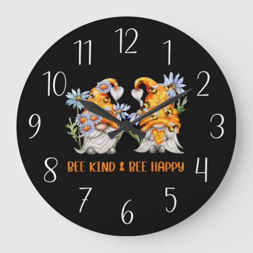 cute bee gnome insect lovers word art large clock