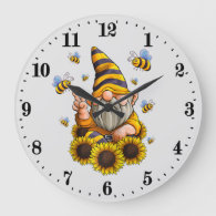 cute bee gnome insect lovers word art large clock