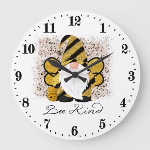cute bee gnome lovers word art large clock