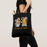 cute bee gnome lovers word art tote bag