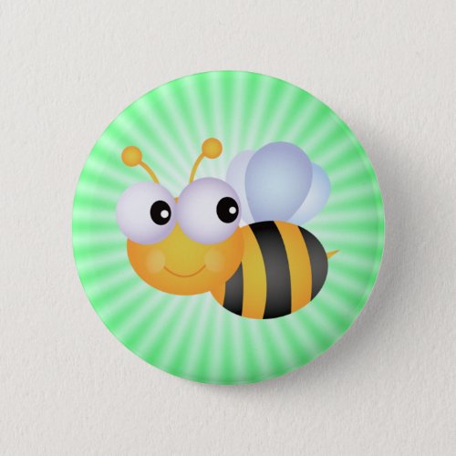 Cute Bee Green Button