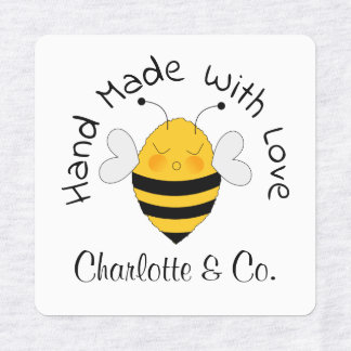 Cute Bee Handmade With Love Product Personalized Labels