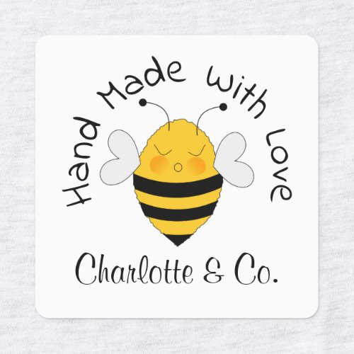 Cute Bee Handmade With Love Product Personalized Labels