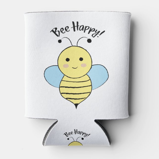 Cute Bee Happy Can Cooler (Front)