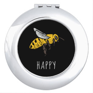 Cute Bee Happy Custom Compact Mirror