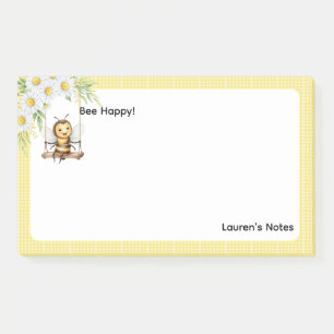 Cute "Bee happy" Pesonalised Post-it Notes