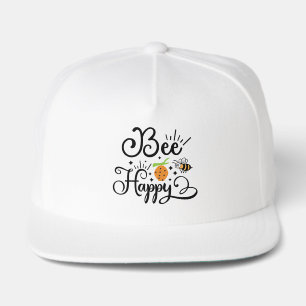 Cute bee happy word art snap back hat