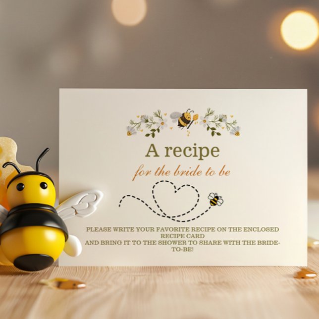 Cute bee heart bridal shower recipe enclosure card (Creator Uploaded)