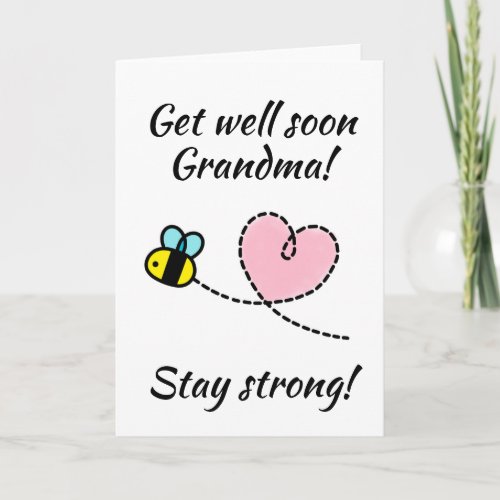 Cute Bee Heart Get Well Soon Card