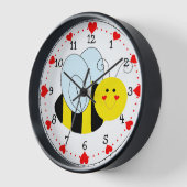 Cute Bee Hearts Numbered Clock (Angle)
