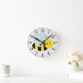 Cute Bee Hearts Round Clock (Home)