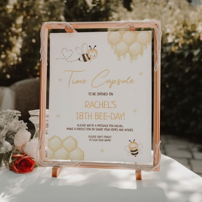 Cute Bee Honey First Bee-day Time Capsule Sign (Creator Uploaded)