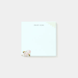 Cute Bee honeycomb gradient Personalized name Post-it Notes