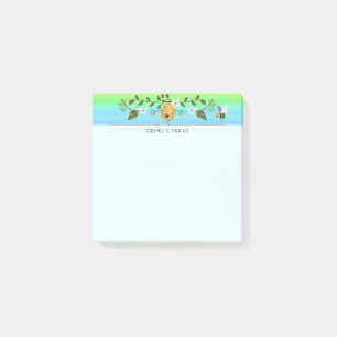 Cute Bee honeycomb gradient Personalized name Post-it Notes