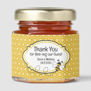 Cute Bee Honeycomb Personalized Wedding Honey Jar Favors