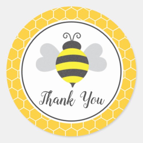 Cute Bee  Honeycomb Thank You Classic Round Sticker
