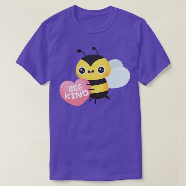 Cute Bee Hugging Heart Bee Kind Pun T-Shirt (Design Front)