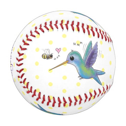 Cute bee hummingbird cartoon illustration baseball