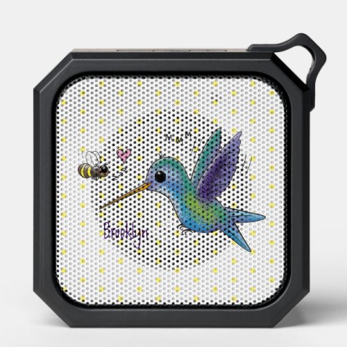 Cute bee hummingbird cartoon illustration bluetooth speaker